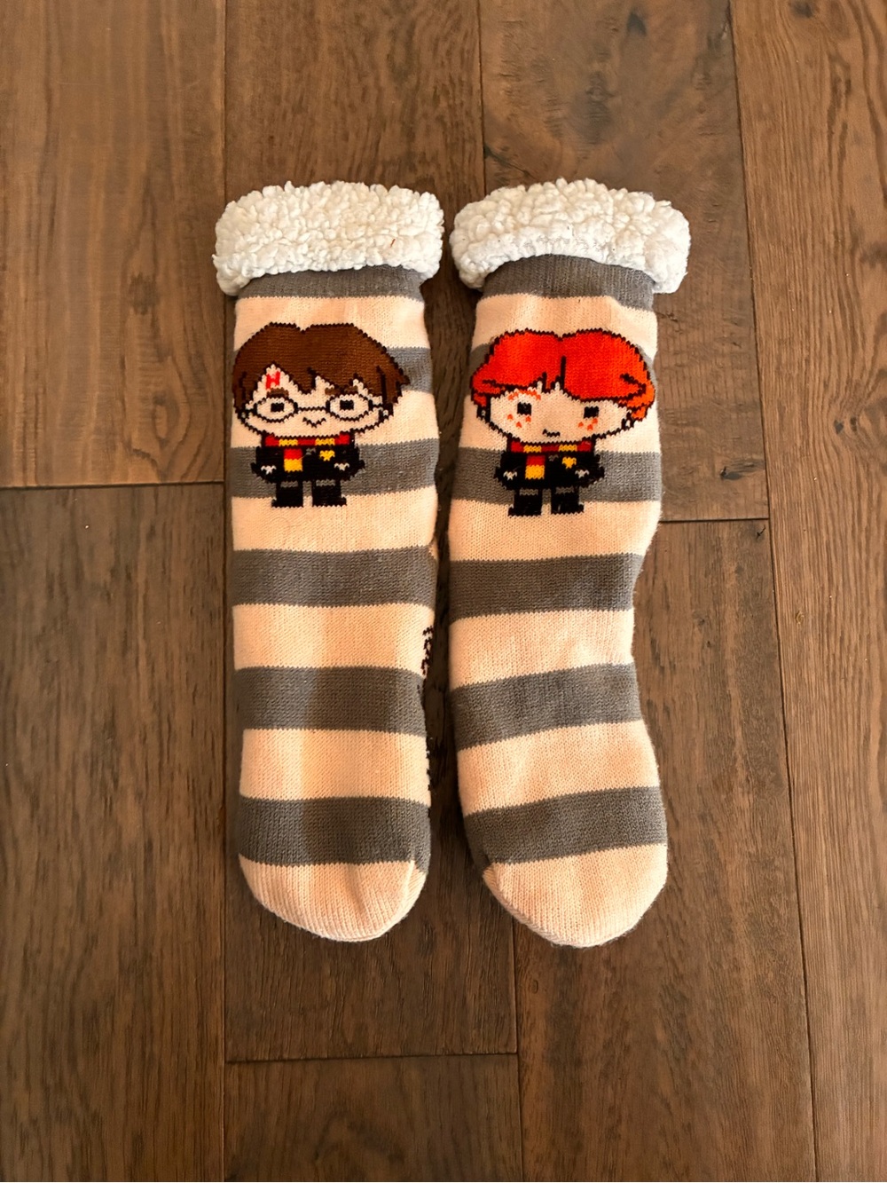 Warner Bros. Harry Potter Ron Weasley Plush Sherpa Stripe Socks Ankle Booties